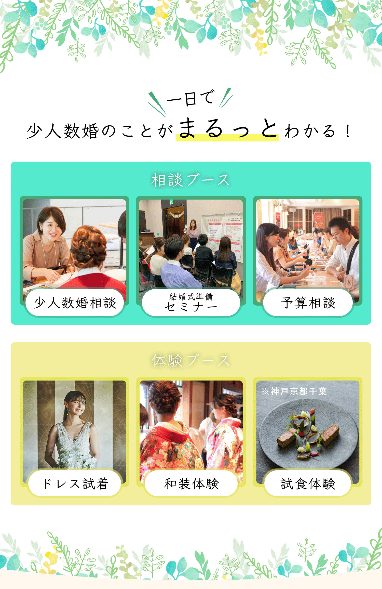 少人数婚フェスでは少人数婚のことが一日でまるっとわかる！